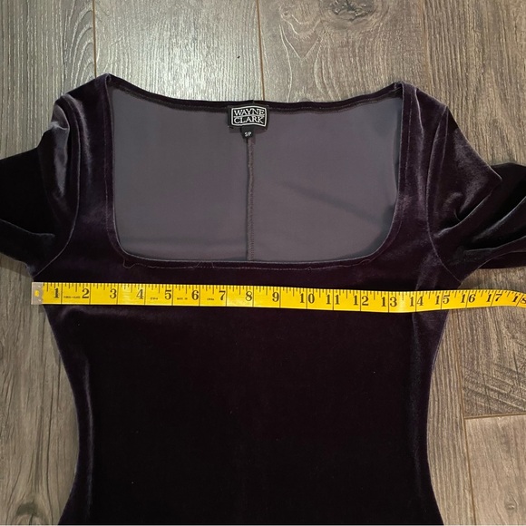 Vintage Wayne Clark dress mermaid velour long sleeve square neck line - Picture 12 of 15